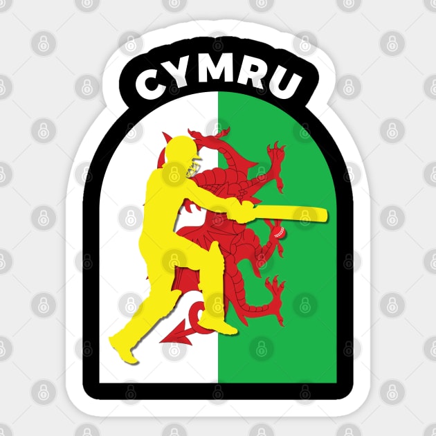 Cymru Cricket Batsman Baner Cymru Sticker by DPattonPD